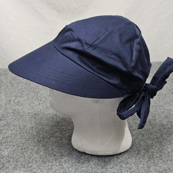 Vtg Arlin Sun Hat Wide Brim Tie Back Blue Resort Beach Pool Bonnet Bucket Y2K - Picture 4 of 6